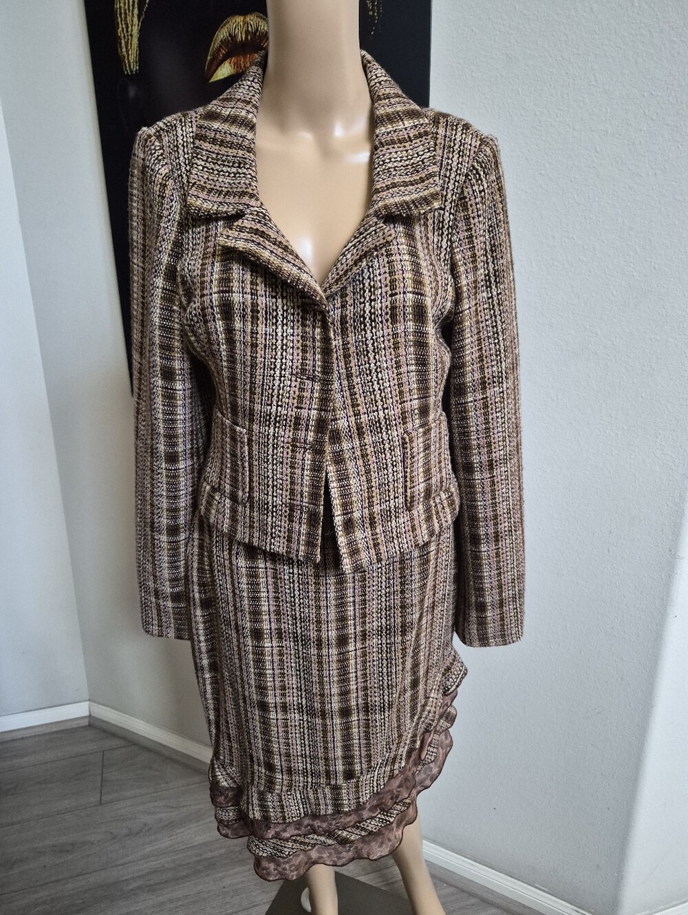 David Meister Womens Tweed Pencil Skirt - Classic Professional Style Size